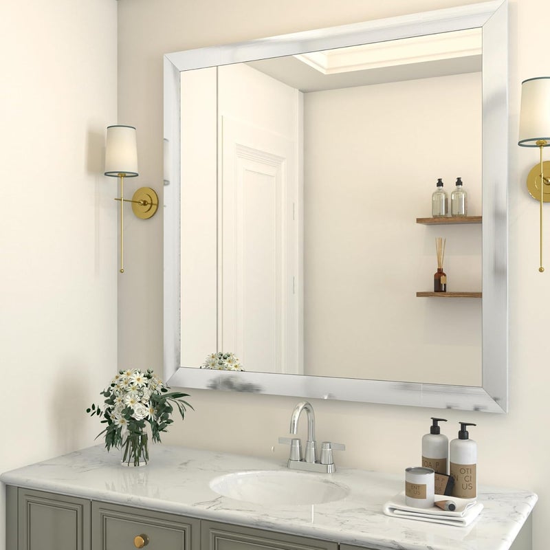 HelloWall Silver Brushed Nickel Mirror Frame Border Peel and Stick Metal Molding Trim Removable Wall Trim Borders Stainless Steel Wallpaper Border for Fireplace Stainless Steel Mirror Borders 3"x197" - Image 2